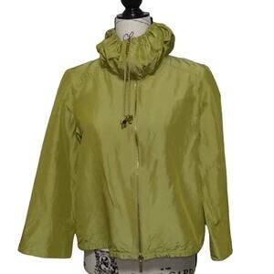 Dana Buchman Silk Zippered Jacket Blazer Adjustable Gathered Collar Sz 2 Stained